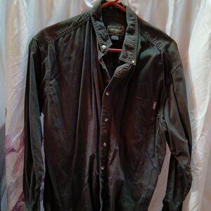 Eddie Bauer olive green mens button up size Large